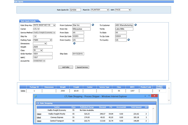 screenshot of Process Shipper